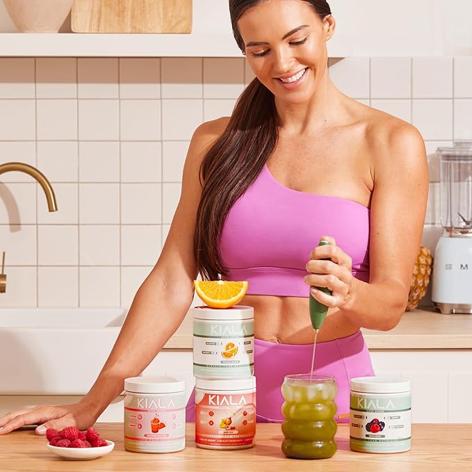 Kiala Nutrition Super Greens Organic Greens Powder with Spirulina &amp Chlorella for Digestion Gut Health Immunity Energy Gluten Free Vegan Sugar Free Spectra Blend Miami Vice Flavor 30 Serv