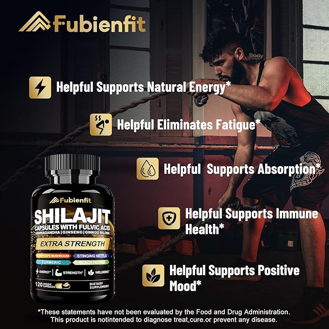 Shilajit Capsules - Premium Shilajit for Men - with Ashwagandha Ginseng and More Fulvic Acid for Men/Women - 120 Capsules