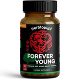 Forever Young Longevity Supplement for Immunity Anti Gray Hair Telomere Lengthening &amp Happy Mood w/Ginseng Astragalus Lions Mane Reishi Mushroom Codonopsis | Organic - 60 Caps