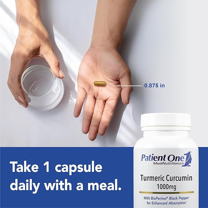 Patient One Turmeric Curcumin 1000 mg | Supplement to Support Healthy Inflammatory Response and More* | with Black Pepper Extract | 60 Capsules