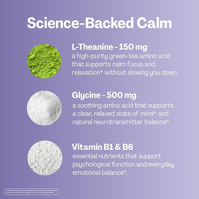 URVI® Neuro Gummies – 500mg Glycine 150mg L-Theanine (high Potency) Vitamins B1 &amp B6 for Rest &amp Sleep Relaxation Calm Focus Stress Relief – Caffeine- &amp Sugar-Free– Green Tea &amp App