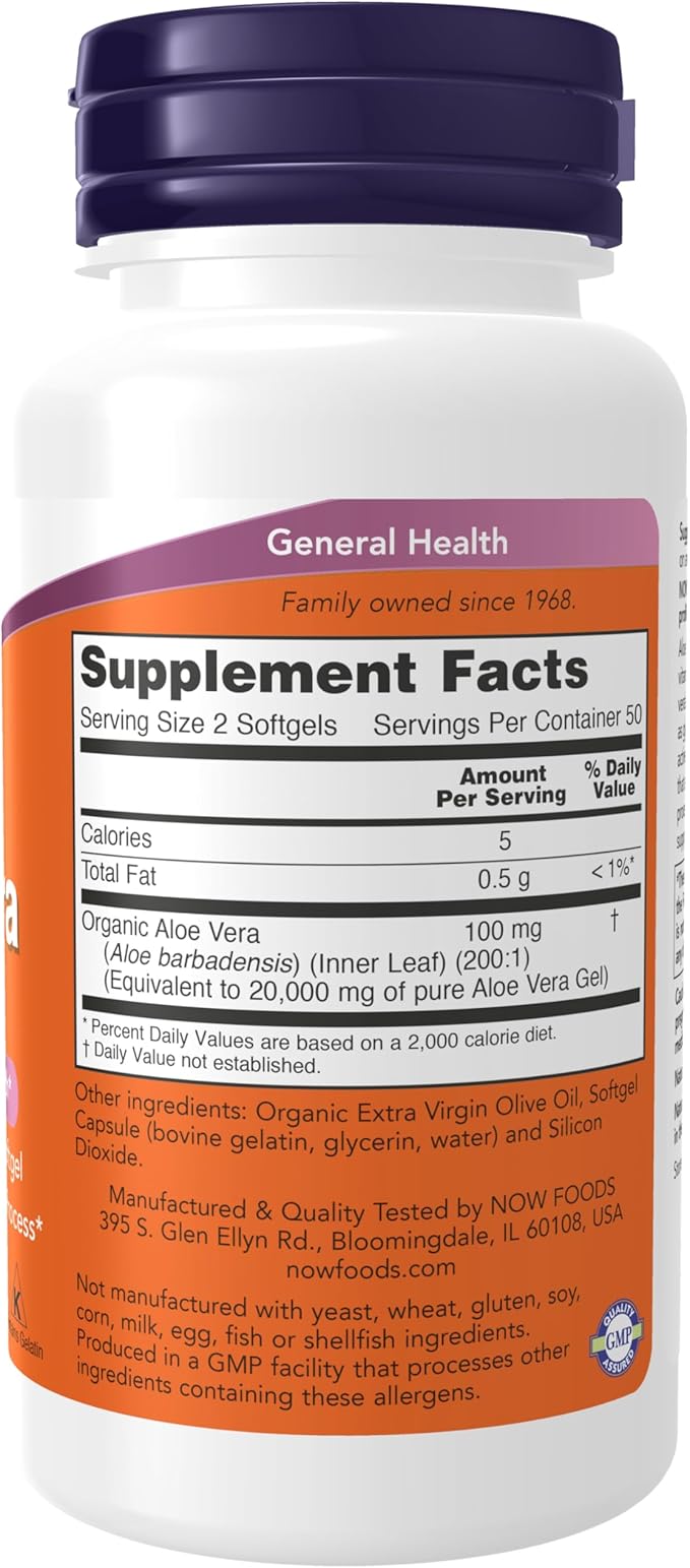NOW Aloe Vera Gels 10000mg 100 Softgels (Pack of 3)