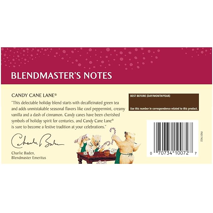 Celestial Seasonings Green Tea Decaffeinated Candy Cane Lane 18 Count (Pack of 6)