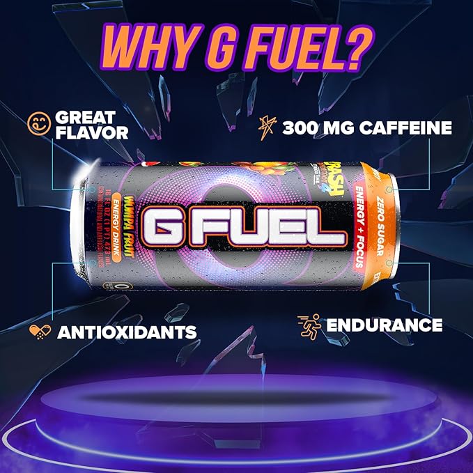 G Fuel Energy Drink Apple Mango Sugar Free Beverage with 300mg Caffeine Daily Energy Boost with Focus Amino Vitamin + Antioxidants 16 oz Cans (Crash Bandicoot 12-Pack)