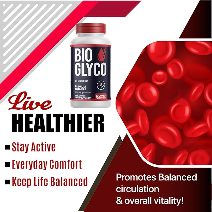 (1 Pack) Bio Glyco Capsules Official BioGlyco Blood Health Support Supplement Pills Advanced Formula with All Natural Ingredients for Healthy Circulation &amp Wellness Support (60 Capsules)