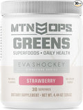 MTN OPS Greens Organic Greens Superfood Powder with Super Greens Antioxidants Digestive and Immune Support Strawberry Flavor 30 Servings