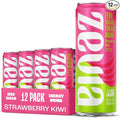 Zevia Zero Sugar Energy Drink Strawberry Kiwi 12 oz Cans (12-Pack) – Naturally Sweetened Zero Calorie Sugar Free Energy - Non-GMO Project Verified Gluten-Free Vegan