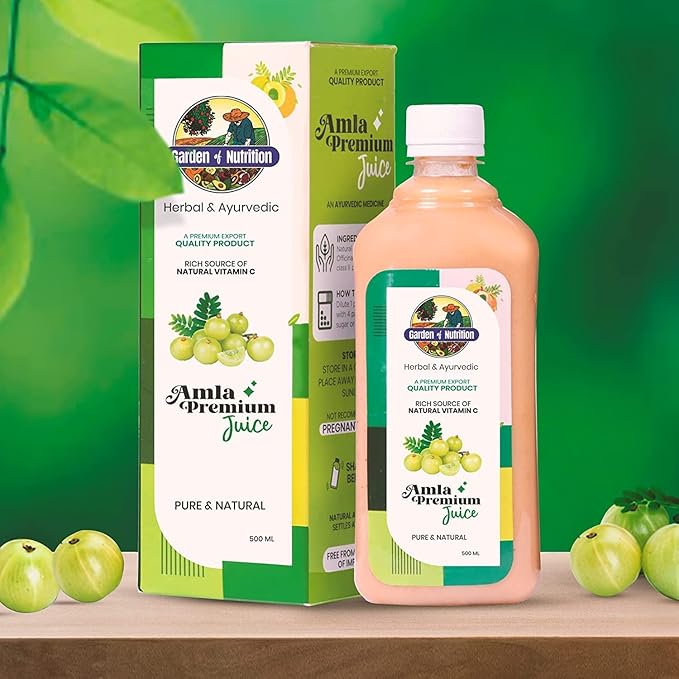 GARDEN OF NUTRITION Herbal and Ayurvedic Amla Premium Juice | Pure and Natural | Rich Source of Natural Vitamin C (500ml) PACK OF 1