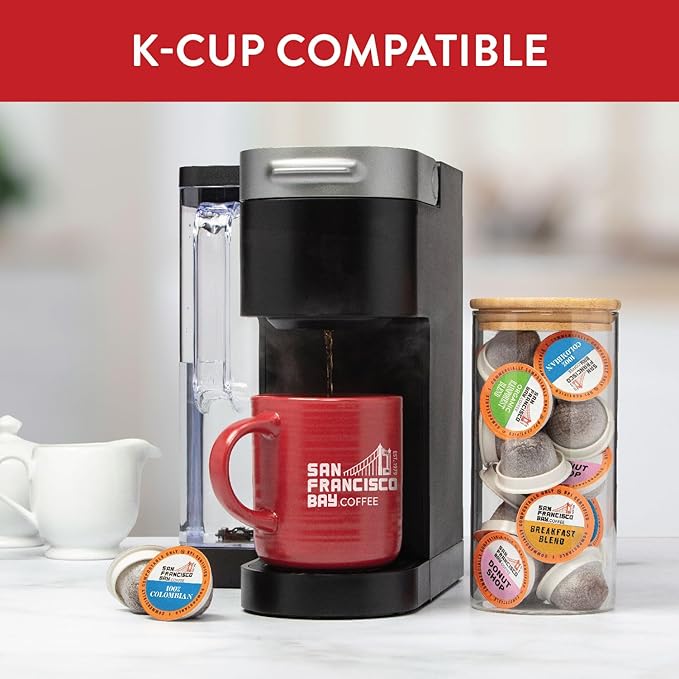 San Francisco Bay Compostable Coffee Pods - Variety Pack Medium Roast (40 Ct) K Cup Compatible including Keurig 2.0 Colombian Breakfast Organic Rainforest Donut Shop
