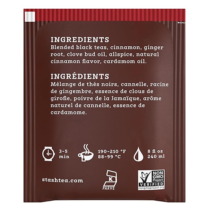 Stash Tea Double Spice Chai Black Tea 6 Boxes With 18 Tea Bags Each (108 Tea Bags Total)