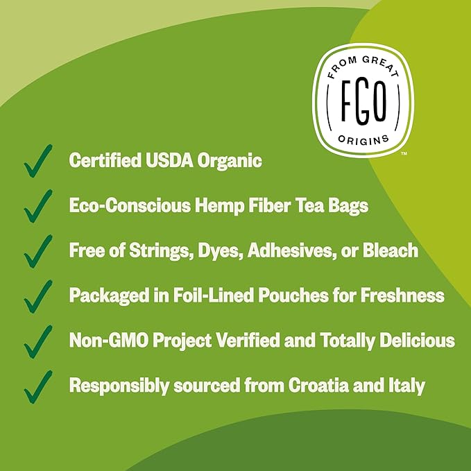 FGO Organic Lemon Balm Tea 100 Count Eco-Conscious Herbal Tea Bags Resealable Bag Caffeine Free Packaging May Vary (Pack of 1)
