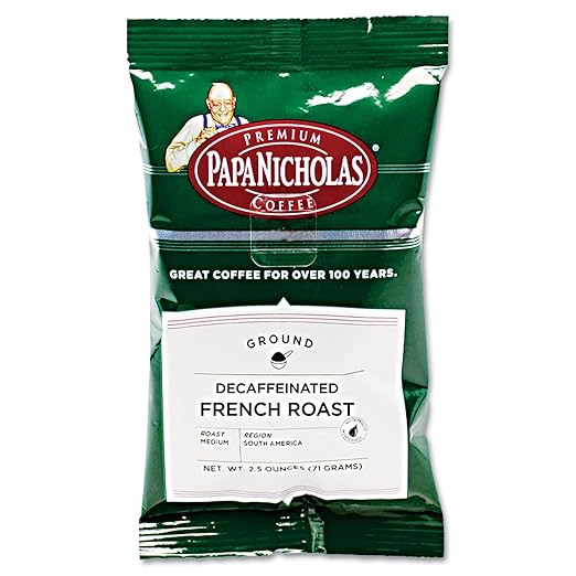 Papanicholas Coffee PCO25186 Decaffeinated French Roast Coffee Packets (Pack of 18) brown