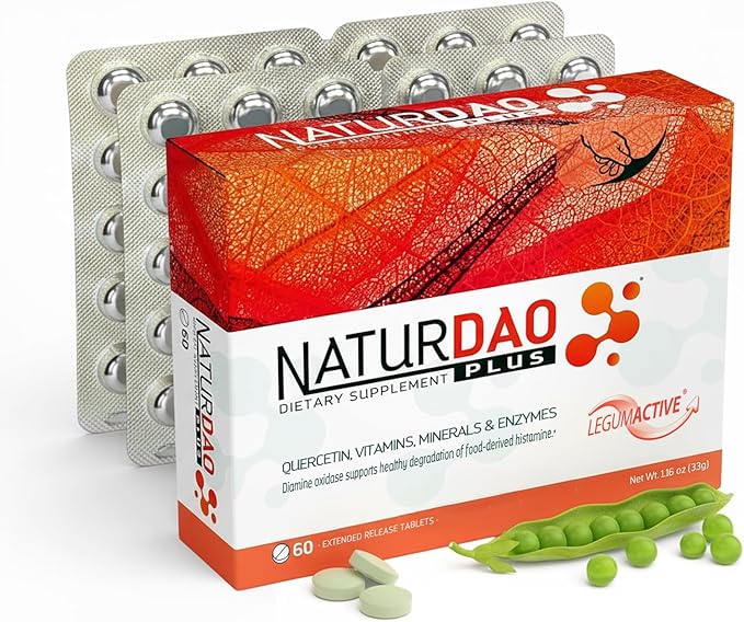 NATURDAO Plus® DAO Enzyme 1000000 HDU per dose - Catalase Enzyme - 8 Cofactors and Adjuvants - Advanced Histamine Blocking Formula - Food Intolerance - 60 Extended Release Tablets