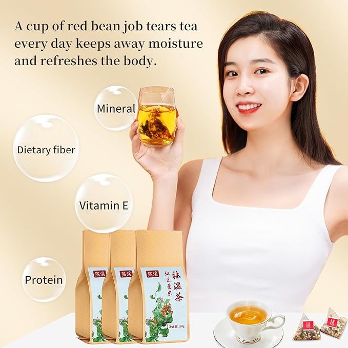 Hee Creek Red Bean Coix Seed Poria Tea Bags 450g(5g*90 bags) Chinese Herbal Tea for Dampness Clearing Jobs Tears Poria Cocos Gorgon Adzuki Bean Honeysuckle Light Bamboo Leaf 红豆薏米茶 祛湿 去湿茶
