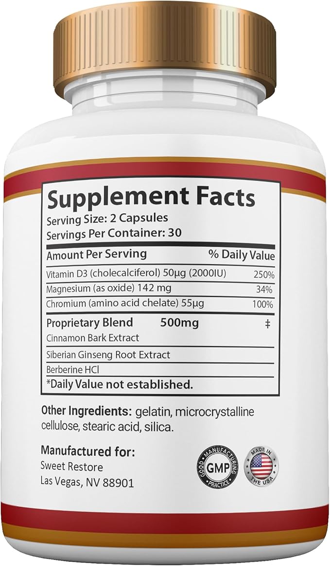Sweet Restore Capsules All Natural Maximum Strength Sweet Restore Glyco Pills 2 Month Supply (2 Pack)