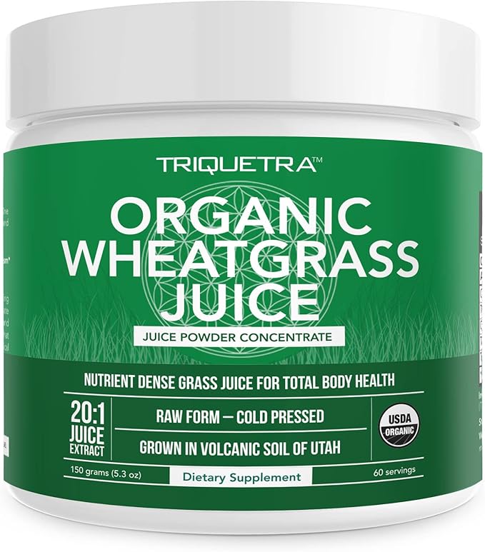 Organic Wheatgrass Juice Powder - Organic Grown in Volcanic Soil of Utah - Raw BioActive Form Cold-Pressed Then CO2 Dried 20:1 Concentrate Juice Extract - Unflavored (5.3 oz – 60 Servings)
