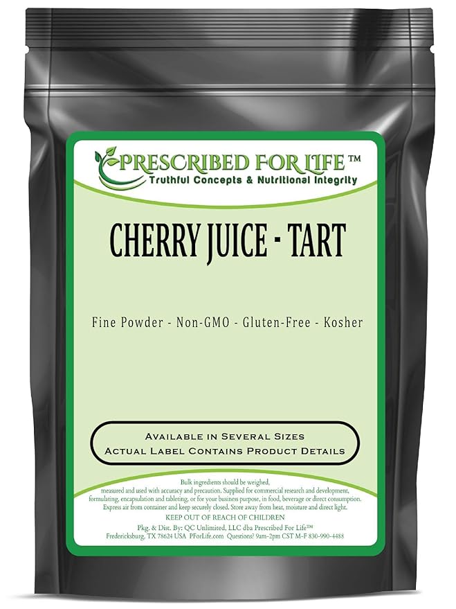 Prescribed for Life Tart Cherry Juice Powder | Rich in Vitamins Minerals and Fiber | Boosts the Immune System | Natural Unbleached Gluten Free Vegan Non-GMO Soy Free No Fillers 1 kg