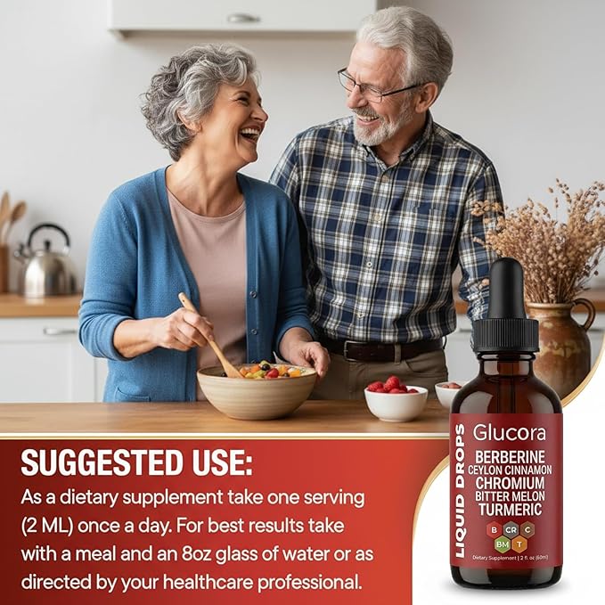 Glucora Berberine Drops | 10-in-1 Herbal Formula | Sugar-Free Vegan Liquid Supplement | 2 fl oz