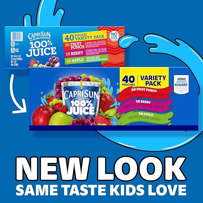 100% Fruit Punch Berry &amp Apple Juice Variety Pack Ready-to-Drink Juice (40 Pouches 4 Boxes of 10)