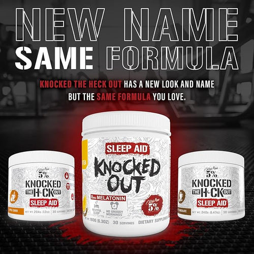 5% Nutrition Rich Piana Knocked Out Natural Sleep Aid | Post-Workout Recovery &amp Deep Sleep Supplement | GABA Melatonin Chamomile Tyrosine 5-HTP &amp More | 7.3 oz 30 Servings (Apple Cider)