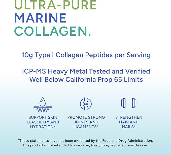 Hydrolyzed Marine Collagen Peptides - Made with Nippi Peptide® from Japan 10g Type I Collagen Per Serving Supports Skin Hair Joint and Bone Health Lab Tested - 15 Stick Packs
