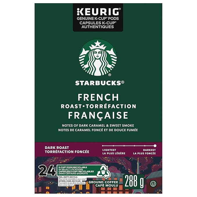 Starbucks French Roast Dark Roast Coffee Single Serve Keurig K-Cup Pods 24 Capsules