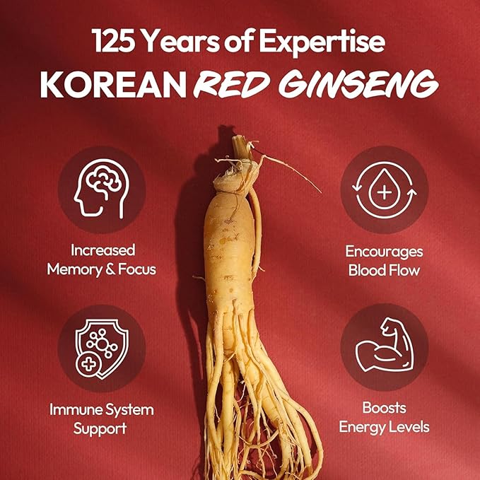 JUNG KWAN JANG Korean Red Ginseng Extract Capsules Plus | All-in-1 Focus Pills for Men &amp Women | Natural Energy Supplements Circulation Immune Support | 30 Capsules