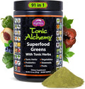 Dragon Herbs Tonic Alchemy Superfood Greens Powder with 91 Ingredients: Tonic Herbs Ashwagandha Mushrooms Probiotics Super Greens Seaweeds Fruits Vegetables Spirulina - 30 Servings