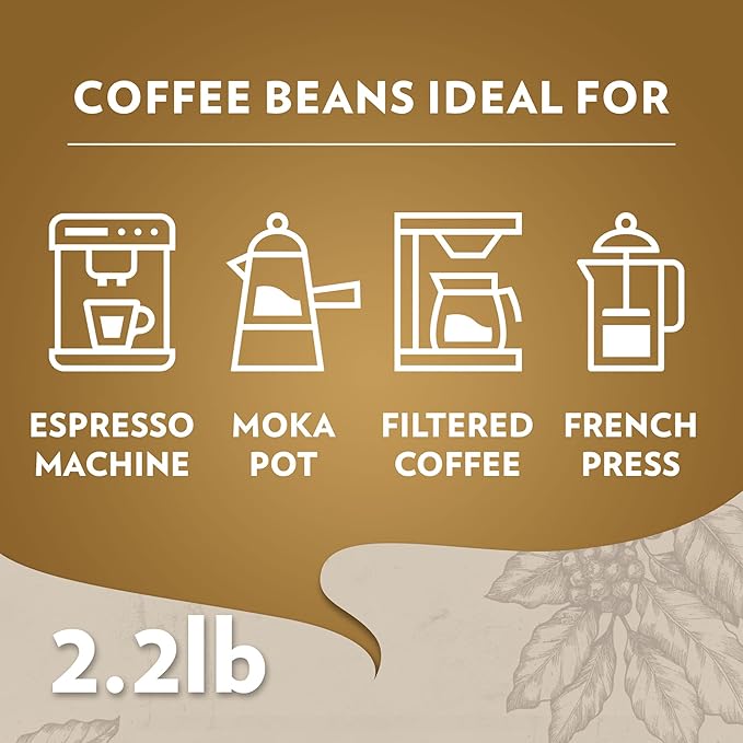 Lavazza QualitÃ Oro Whole Bean Blend Medium Roast 2.2 Pound (Pack of 2)100% Arabica Central America &amp African highland origins Fruity &amp Aromatic