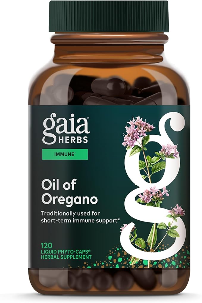 Gaia Herbs Oil of Oregano - Immune &amp Antioxidant Support Supplement - with Oregano Oil Carvacrol &amp Thymol* - 120 Vegan Liquid Phyto-Caps (120 Servings)