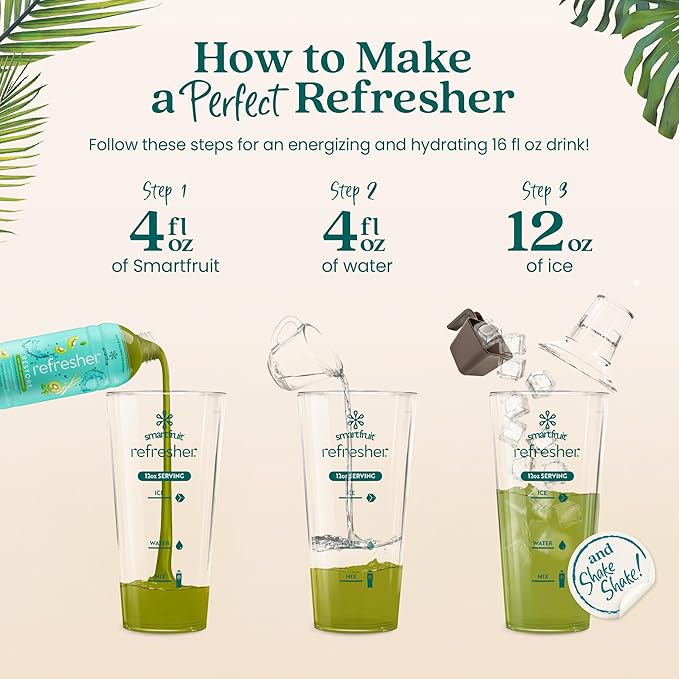 Smartfruit Restore Refresher – Kiwi Lemongrass Mint – Made with Real Fruit Juice No Added Sugar Coconut Water for Hydration Green Coffee Bean Extract for Natural Energy – 48oz Drink Mix