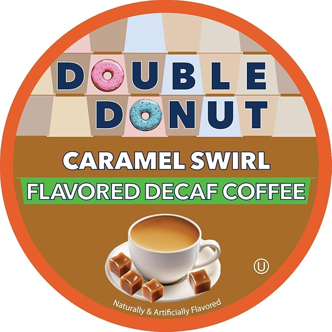 Caramel Swirl Medium Roast Flavored Decaf Coffee Pods for Keurig K Cups Makers from Double Donut 80 Capsules