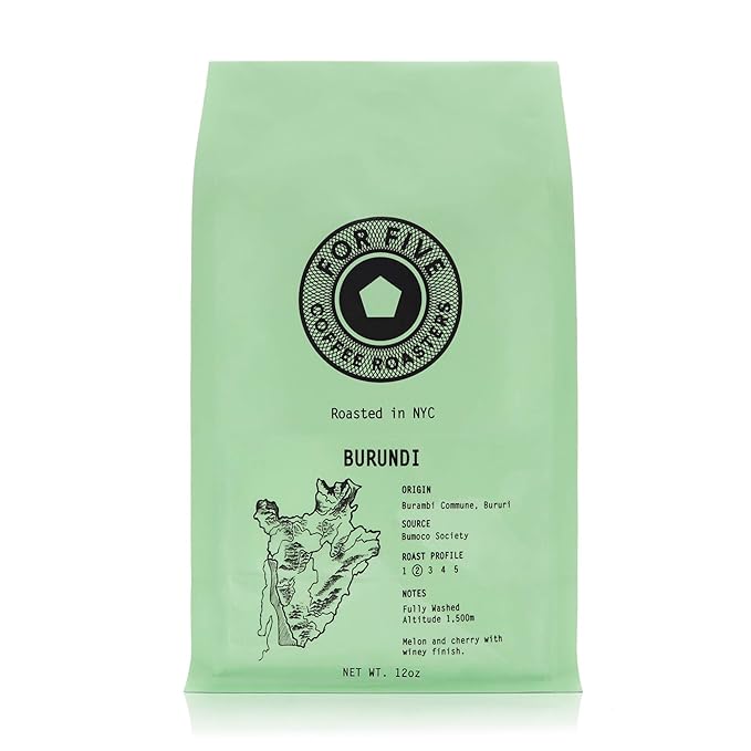 For Five Coffee Roasters - Roasted In NYC - Burundi Light Roast (Origin: Burambi Commune Bururi) Ground 12 oz