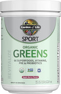Garden of Life Sport Nutrition Greens and Superfoods Powder for Women and Men - Apple Berry Organic Blend - Spirulina Fruit Vitamins Pre &amp Probiotics Mushrooms Athletic Supplements 30 Servi