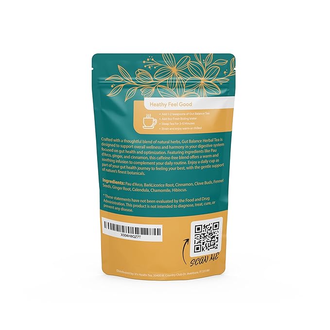 Gut Balance Herbal Tea – Supports Overall Gut Microbiome Health &amp Occasional Bloating Support | After-Meal Digestive Comfort | Caffeine-Free Loose Leaf Botanical Blend (35 Unbleached Tea Bags Incl