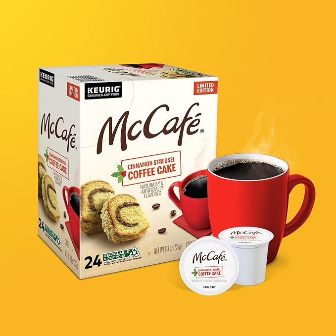 McCafe Cinnamon Streusel Coffee Cake Coffee Keurig Single Serve K-Cup Pods 96 Count (4 Packs of 24)