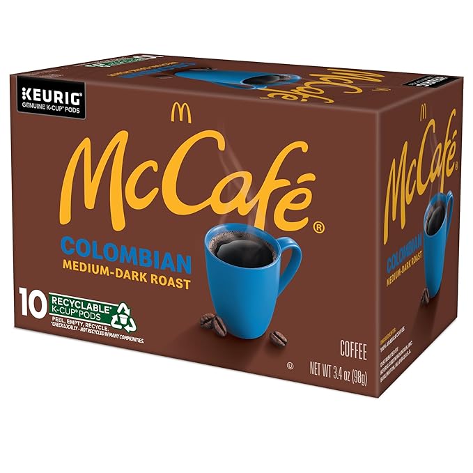 McCafe Colombian Single Serve Coffee Keurig K-Cup Pods Medium Roast 60 Count (6 Packs of 10)