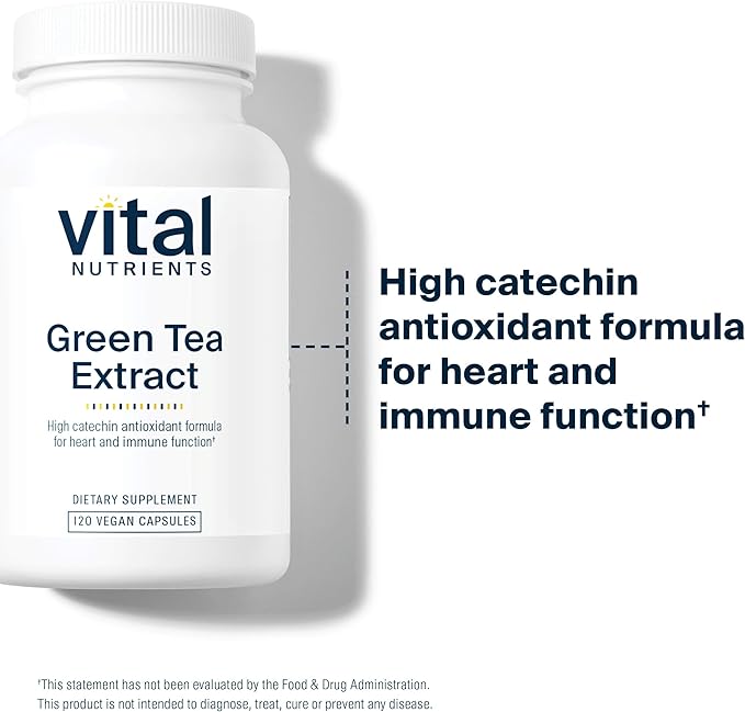 Vital Nutrients Green Tea Extract 550mg - Potent Antioxidant for Heart &amp Immune Health* - Polyphenols Supplement with EGCG - Gluten Dairy Soy Free - Non-GMO - 120 Capsules