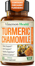Turmeric Supplement &amp Chamomile Capsules for Sleep - Organic Turmeric Sleep Supplement with Chamomile Flowers Extract (Manzanilla) - Relaxation &amp Stress Support - Joint &amp Digestive Health.