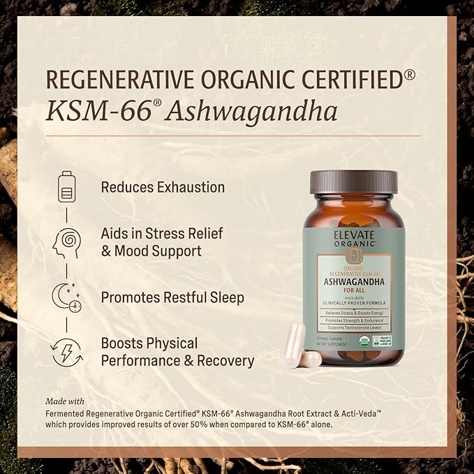 Regenerative Fermented KSM-66 Ashwagandha Vegan Capsules with Acti Veda™ (600mg 30 Servings) Up to 150% More Effective Than KSM-66 Alone