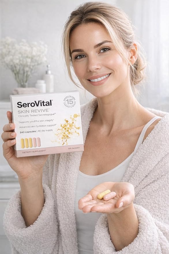 Serovital Skin Revive – Anti-Aging Supplement for Women – Supports Skin Hydration Energy Immune Health &amp Fine Line Reduction – 240 Capsules – 40-Day Supply
