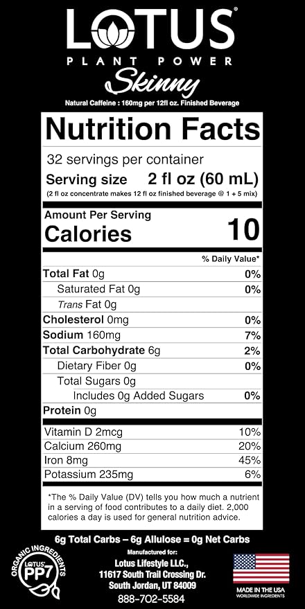 Lotus Energy Drink Concentrate 64 fl oz (Skinny White) Pack of 2