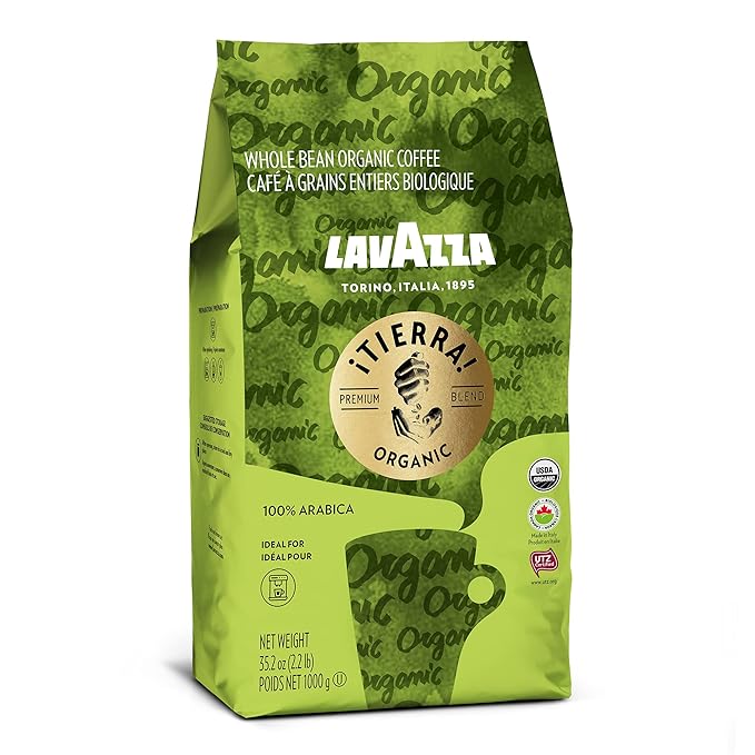 Lavazza ¡Tierra Organic for Planet Whole Bean Coffee Light Roast 100% Arabica 2.2 lb Bag (Pack of 6)