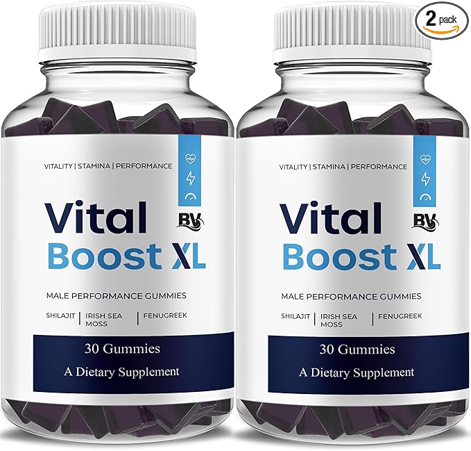 BLUE VIBE Vital Boost XL Gummies VitalBoostXL Daily Shilajit and Manuka Honey Performance Supplement Vital Boost XL Advanced Overall Health and Performance Supplement (2 Pack - 60 Gummies)