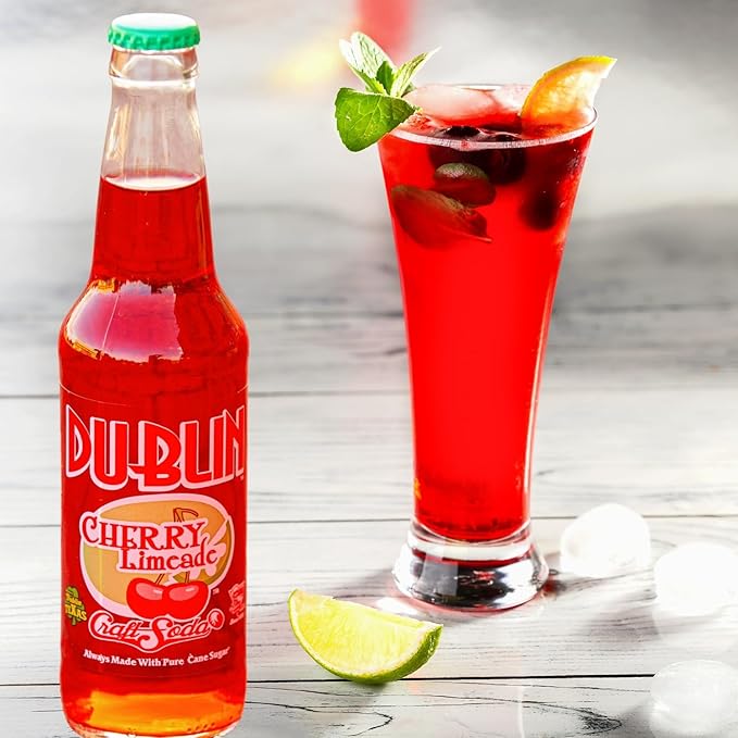 Dublin Bottling Works Craft Soda Pure Cane Sugar Made in Texas – Assorted 12-Pack – Premium Small-Batch Soda Gluten-Free Retro Artisanal Beverages (12 Pack Cherry Limeade)
