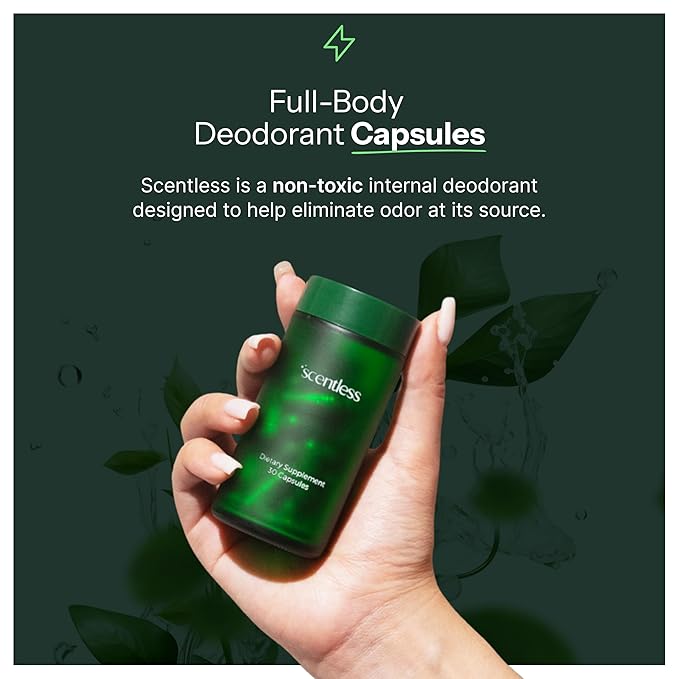 Scentless Internal Deodorant – Mint Parsley &amp Chlorophyll Capsules for Body Odor – Aluminum-Free Body Deodorizing Supplement – Odor Control Natural Deodorant – Body Deodorizing Capsules – 30 Coun