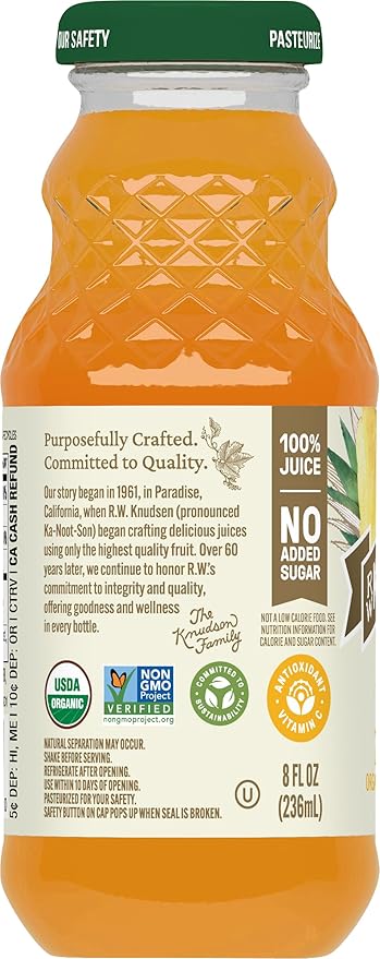 R.W. Knudsen Organic Just Pineapple Juice 8 fl oz (12 Pack)