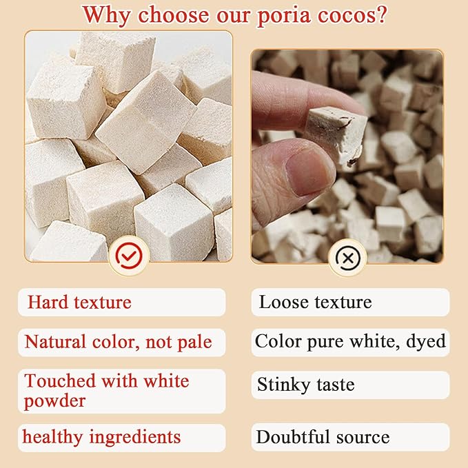 Poria Cocos Tea Fu Ling 17.64oz/500g Chinese Herbal Ingredient for Beverage Soup Porridge &amp Baking White Poria Cocos 茯苓 茯苓块