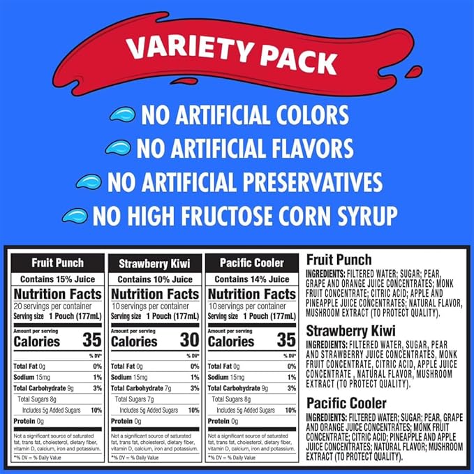 Kids Juice Box Variety Pack – 100% Juice Blend All Natural 6 fl oz – Perfect for Lunch Snacks Parties (38)