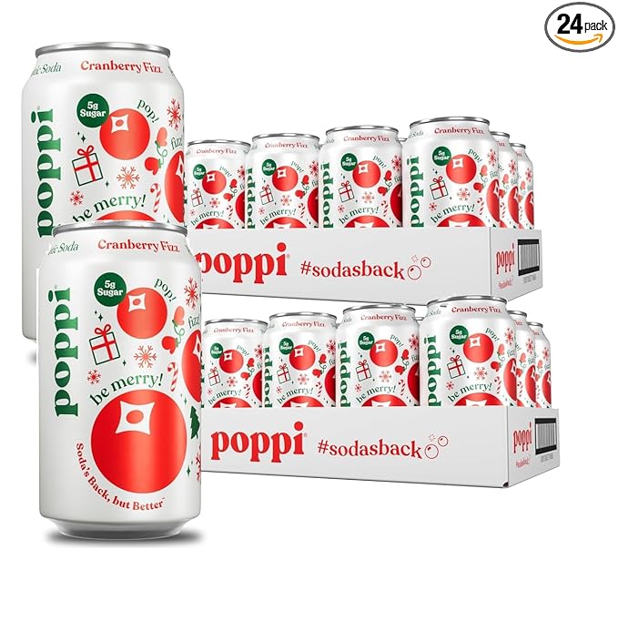 Sparkling Prebiotic Soda Beverage with Apple Cider Vinegar Seltzer Water and Fruit Juice Cranberry Fizz Flavor 12 Fl Oz Pack of 24